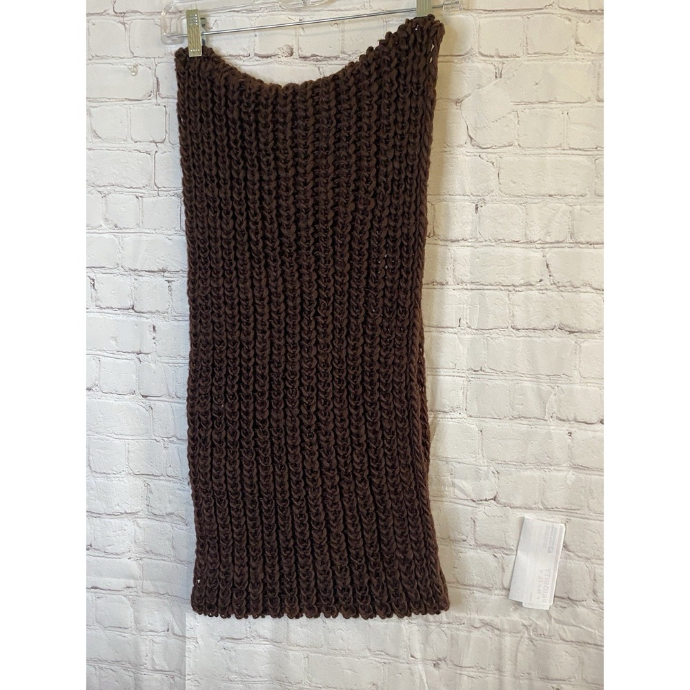 Brown Acrylic and Polyester Chunky Knit Unity/Infinity Scarf One Size